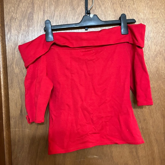 Unique Vintage Red Off the Shoulder Top - Picture 3 of 3
